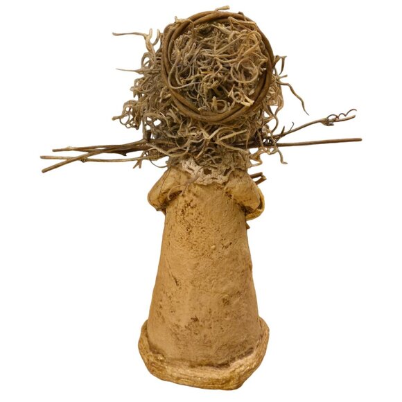 Vintage Angel Figurine 8 Inch Tall Paper Mache Twig Star Prim Home Decor - Picture 4 of 16